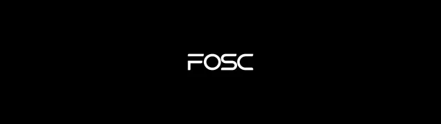 FOSC wordmark in angular white lettering on a black banner